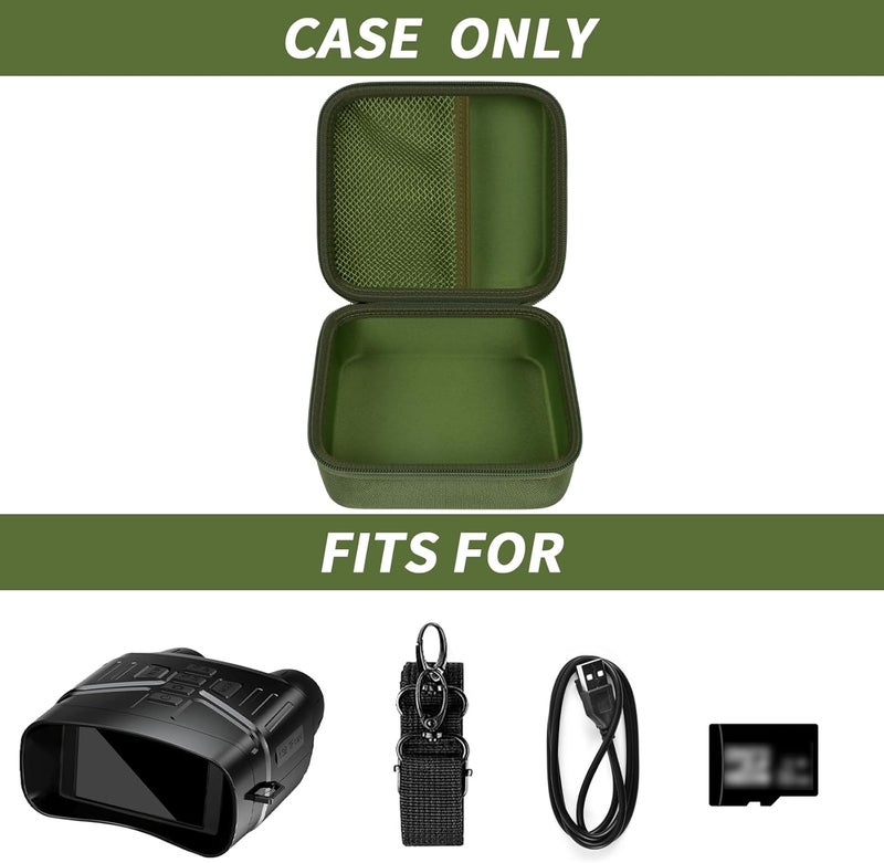 casmilee Case Compatible with Fvtga/for Vtiisamao Night Vision for Goggles - 4K Night Vision Binoculars, Holder for Telescopes Optics Scope, Mesh Pocket for 32GB Memory SD Card, Neck Strap (Case Only) (Green) - Image 2